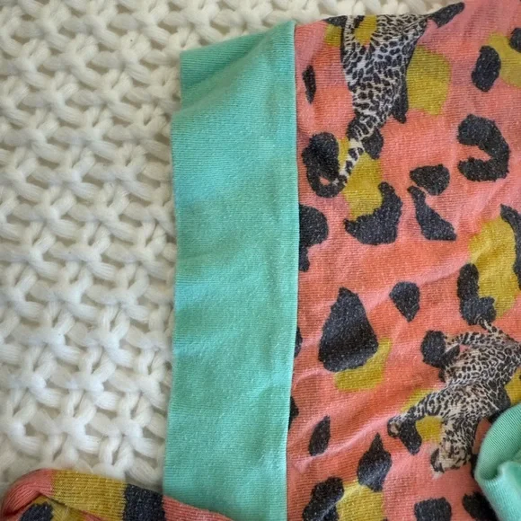 Leopard Print Pajamas - Salmon/Teal 🐆 Honeydew Brand - Picture 4 of 8
